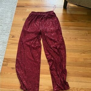 Sz Large Burgundy SequinPants New